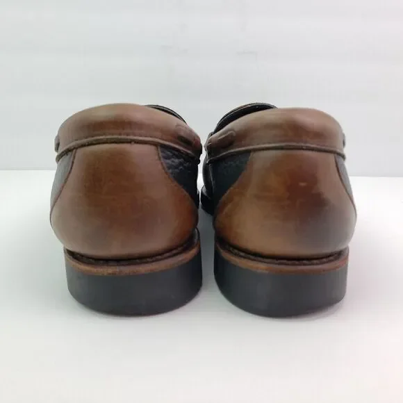 Allen Edmonds Nashua Mens Size 9.5 Brown Black Leather Kiltie Tassel Loafer Shoe